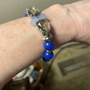 Blue bead and bling bracelet